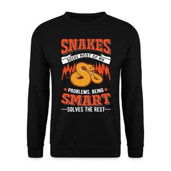 Schlangen Besitzer Kornnatter Natter - Unisex Pullover - Schwarz - Vorne - Alina (178cm) & Michal (187cm)