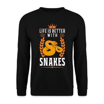 Das Leben ist besser mit Schlangen - Unisex Pullover - Schwarz - Vorne - Alina (178cm) & Michal (187cm)