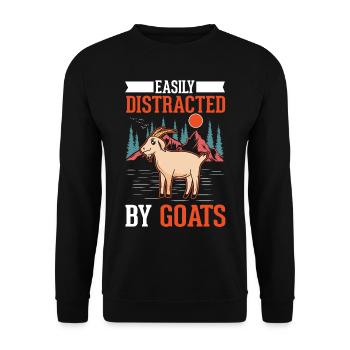 Facilement distrait par les chèvres Ziegenwirt Ziege - Sweat-shirt Unisexe - noir - Devant - Alina (178cm) & Michal (187cm)