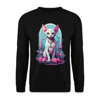 Occult Sphynx Cat in Pastel Goth Style - Unisex Sweatshirt - black - Front - Alina (178cm) & Michal (187cm)