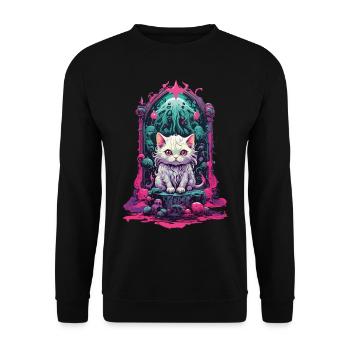 Occult Kawaii Cat Gothic Pastel Magic - Unisex Sweatshirt - black - Front - Alina (178cm) & Michal (187cm)