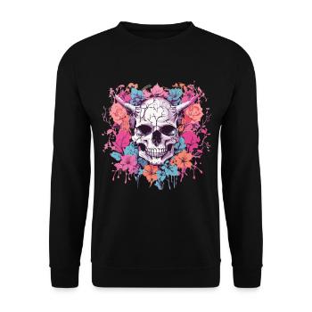 Demons Skull Pastel Gothic Occult Design - Unisex Sweatshirt - black - Front - Alina (178cm) & Michal (187cm)