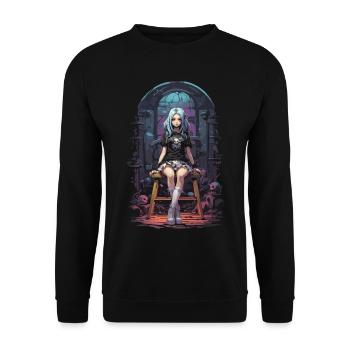 Kawaii Goth Pastel Anime e-girl Streetwear - Sweat-shirt Unisexe - noir - Devant - Alina (178cm) & Michal (187cm)