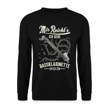 Mir reicht's Ich gehe Bassklarinette spielen - Unisex Pullover - Schwarz - Vorne - Alina (178cm) & Michal (187cm)