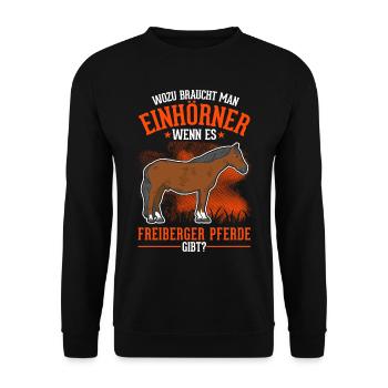 Freiberger Pferd Einhorn - Unisex Pullover - Schwarz - Vorne - Alina (178cm) & Michal (187cm)