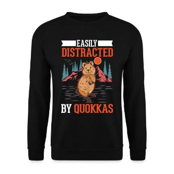 Easily distracted by Quokkas - Unisex Pullover - Schwarz - Vorne - Alina (178cm) & Michal (187cm)