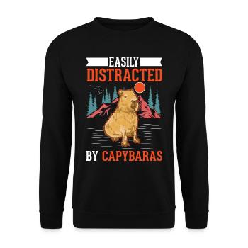 Easily distracted by Capybaras - Unisex Pullover - Schwarz - Vorne - Alina (178cm) & Michal (187cm)