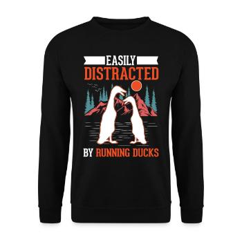 Easily distracted by Running Ducks Runner Duck - Unisex Sweatshirt - black - Front - Alina (178cm) & Michal (187cm)