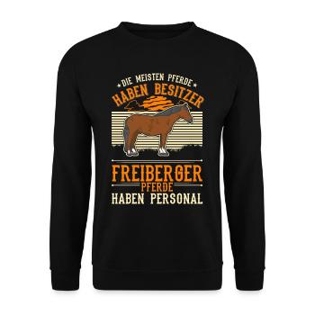 Freiberger Pferd Personal - Unisex Pullover - Schwarz - Vorne - Alina (178cm) & Michal (187cm)