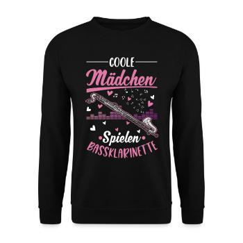 Coole Mädchen spielen Bassklarinette - Unisex Pullover - Schwarz - Vorne - Alina (178cm) & Michal (187cm)