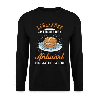 Leberkas Leberkäse Fleischkäse - Unisex Pullover - Schwarz - Vorne - Alina (178cm) & Michal (187cm)