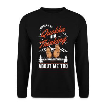 Quokka Geschenk Kurzschwanzkänguru - Unisex Pullover - Schwarz - Vorne - Alina (178cm) & Michal (187cm)