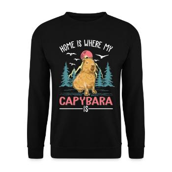 Home is where my Capybara is - Unisex Pullover - Schwarz - Vorne - Alina (178cm) & Michal (187cm)