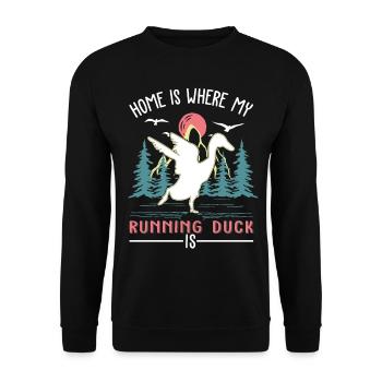 Home is where my runner ducks are - Unisex Sweatshirt - black - Front - Alina (178cm) & Michal (187cm)