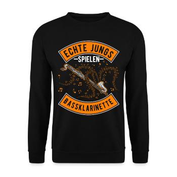Echte Jungs spielen Bassklarinette - Unisex Pullover - Schwarz - Vorne - Alina (178cm) & Michal (187cm)