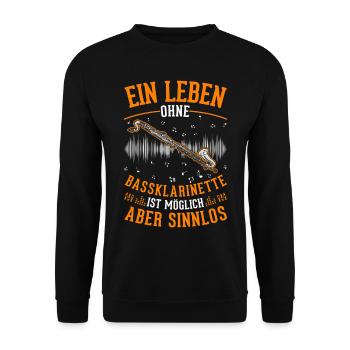 Bassklarinette Geschenk Bassklarinettist - Unisex Pullover - Schwarz - Vorne - Alina (178cm) & Michal (187cm)