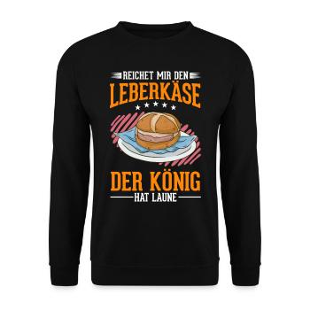 Leberkas König Leberkäse Fleischkäse - Unisex Pullover - Schwarz - Vorne - Alina (178cm) & Michal (187cm)