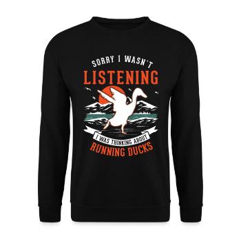 Indian Runner Duck Gift Bottle Duck - Unisex Sweatshirt - black - Front - Alina (178cm) & Michal (187cm)