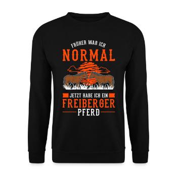 Freiberger Pferd Reiterin - Unisex Pullover - Schwarz - Vorne - Alina (178cm) & Michal (187cm)