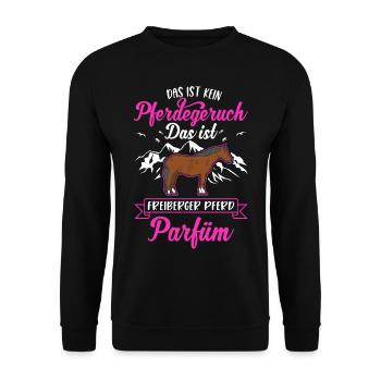 Freiberger Pferd Parfüm - Unisex Pullover - Schwarz - Vorne - Alina (178cm) & Michal (187cm)