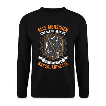 Bassklarinette Geschenk Bassklarinettist - Unisex Pullover - Schwarz - Vorne - Alina (178cm) & Michal (187cm)