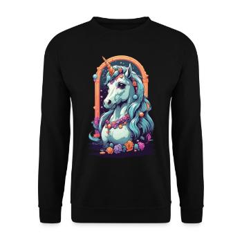 Magical Unicorn Pastel Fantasy Design - Unisex Sweatshirt - black - Front - Alina (178cm) & Michal (187cm)