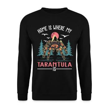 Zuhause ist wo meine Tarantel ist - Unisex Pullover - Schwarz - Vorne - Alina (178cm) & Michal (187cm)