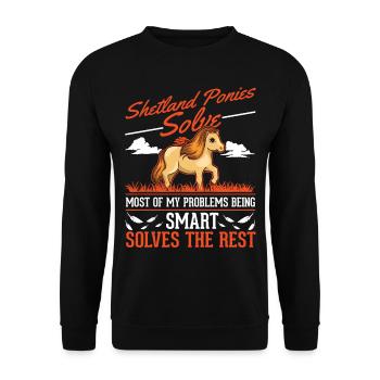 Shetland Pony Gift Shetty - Unisex Sweatshirt - black - Front - Alina (178cm) & Michal (187cm)
