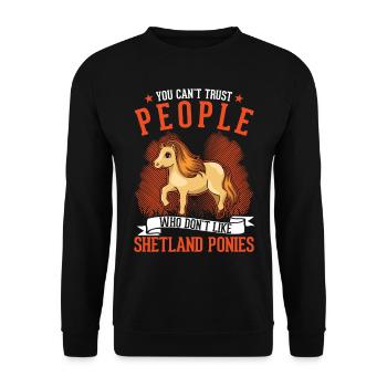 Shetland Pony Geschenk Shetty - Unisex Pullover - Schwarz - Vorne - Alina (178cm) & Michal (187cm)