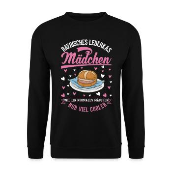 Leberkas Mädchen Leberkäse Fleischkäse - Unisex Pullover - Schwarz - Vorne - Alina (178cm) & Michal (187cm)