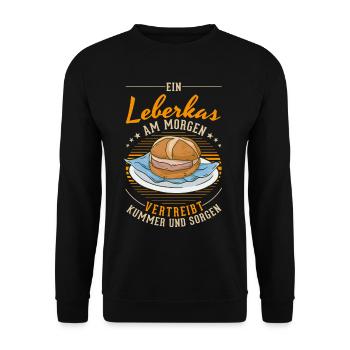 Leberkas Leberkäse Fleischkäse - Unisex Pullover - Schwarz - Vorne - Alina (178cm) & Michal (187cm)