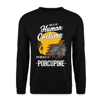 Déguisement humain de porc-épic Halloween - Sweat-shirt Unisexe - noir - Devant - Alina (178cm) & Michal (187cm)