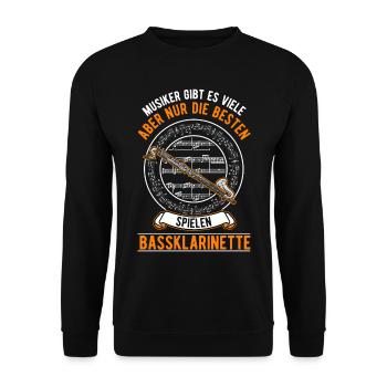 Bassklarinette Geschenk Bassklarinettist - Unisex Pullover - Schwarz - Vorne - Alina (178cm) & Michal (187cm)