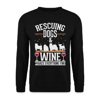 Sauvetage de chiens et chien de rue de vin - Sweat-shirt Unisexe - noir - Devant - Alina (178cm) & Michal (187cm)