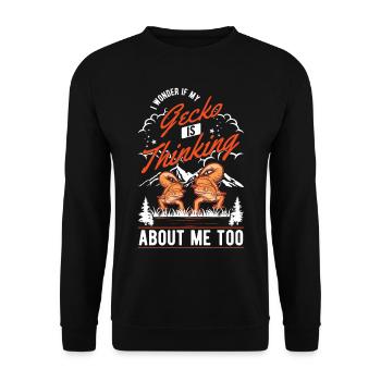 Gecko Geschenk Leopardgecko - Unisex Pullover - Schwarz - Vorne - Alina (178cm) & Michal (187cm)