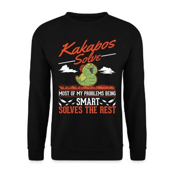 Kakapo Neuseeländischer Papagei - Unisex Pullover - Schwarz - Vorne - Alina (178cm) & Michal (187cm)