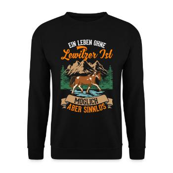 Ein Leben ohne Lewitzer ist möglich Aber sinnlos - Unisex Pullover - Schwarz - Vorne - Alina (178cm) & Michal (187cm)