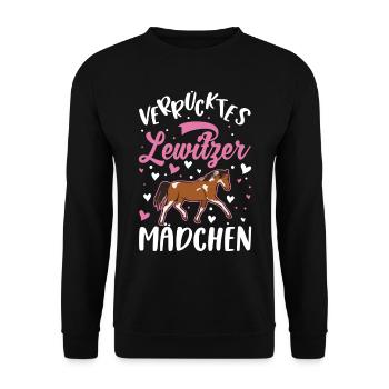 Verrücktes Lewitzer Mädchen - Unisex Pullover - Schwarz - Vorne - Alina (178cm) & Michal (187cm)