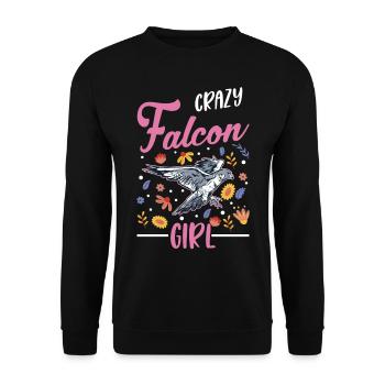Verrücktes Falken Mädchen - Unisex Pullover - Schwarz - Vorne - Alina (178cm) & Michal (187cm)