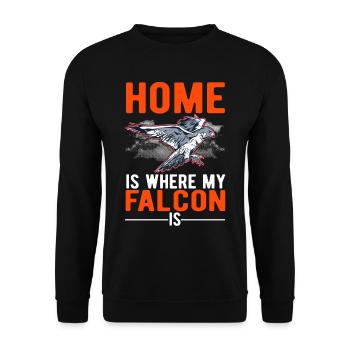 La maison est là où mon faucon est faucon crécerelle - Sweat-shirt Unisexe - noir - Devant - Alina (178cm) & Michal (187cm)