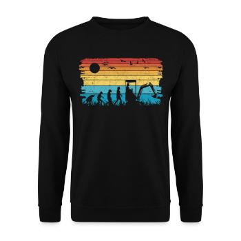 Bagger Evolution Baggerführer Baggerfahrer - Unisex Pullover - Schwarz - Vorne - Alina (178cm) & Michal (187cm)