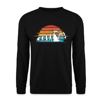 Bagger Evolution Baggerführer Baggerfahrer - Unisex Pullover - Schwarz - Vorne - Alina (178cm) & Michal (187cm)
