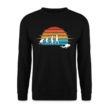 Taucher Evolution Tauchen Tauchgang Schnorchel - Unisex Pullover - Schwarz - Vorne - Alina (178cm) & Michal (187cm)