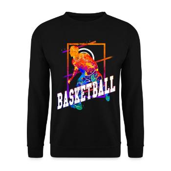 basket-ball basketteur joueur de basket-ball Vintage coloré - Sweat-shirt Unisexe - noir - Devant - Alina (178cm) & Michal (187cm)