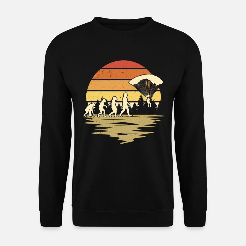 Fallschirmspringer EvolutionFallmschirm Skydive - Unisex Pullover - Schwarz