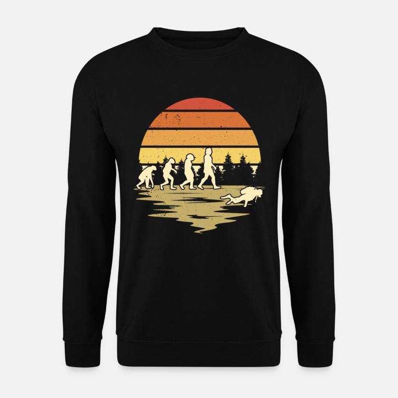 Taucher Evolution Tauchen Tauchgang Schnorchel - Unisex Pullover - Schwarz