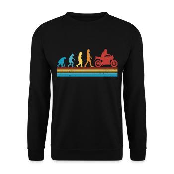 Motorradfahrer Evolution Motorrad Biker - Unisex Pullover - Schwarz - Vorne - Alina (178cm) & Michal (187cm)