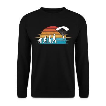 Fallschirmspringer EvolutionFallmschirm Skydive - Unisex Pullover - Schwarz - Vorne - Alina (178cm) & Michal (187cm)