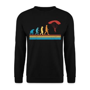 Fallschirmspringer EvolutionFallmschirm Skydive - Unisex Pullover - Schwarz - Vorne - Alina (178cm) & Michal (187cm)