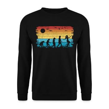 Einrad Evolution Einradfahrer - Unisex Pullover - Schwarz - Vorne - Alina (178cm) & Michal (187cm)